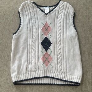 Janie and Jack Argyle Cable Knit Sweater Vest Boys size 5‎
